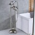 Senlesen Modern Floor Mounted Tub Faucet Freestanding Bathtub Filler with Hand Shower Set Brushed Nickel - B01HXJGAZE